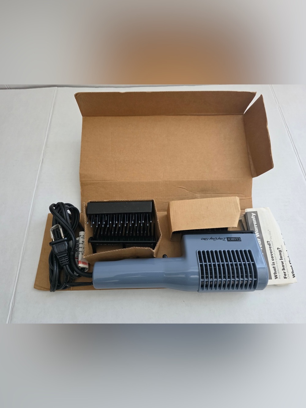 vintage 1970s -1980s Clairol Dry Guy 1200 hair styling dryer set.